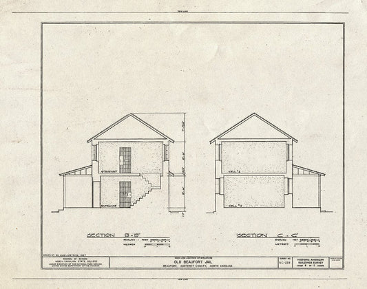 Blueprint HABS NC,16-BEAUF,8- (Sheet 9 of 12) - Old Beaufort Jail, Courthouse Square on Cedar Street, Beaufort, Carteret County, NC