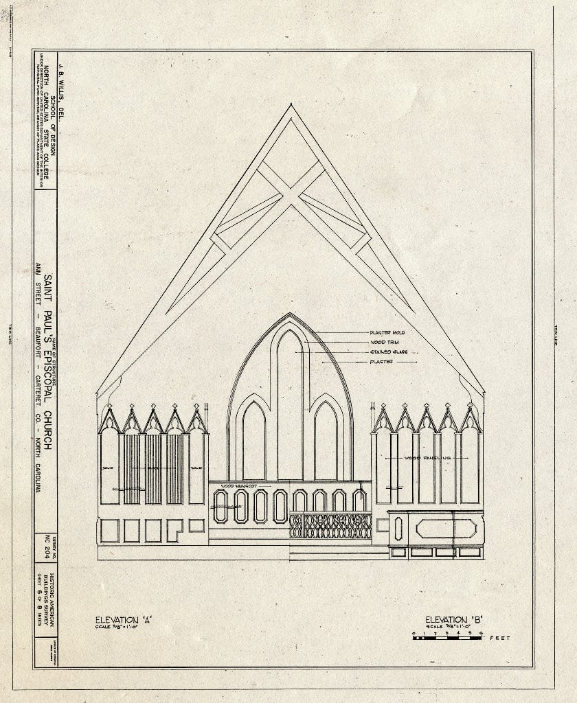 Blueprint HABS NC,16-BEAUF,7- (Sheet 6 of 8) - St. Paul's Episcopal Church, 209 Ann Street, Beaufort, Carteret County, NC