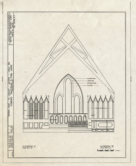 Blueprint HABS NC,16-BEAUF,7- (Sheet 6 of 8) - St. Paul's Episcopal Church, 209 Ann Street, Beaufort, Carteret County, NC