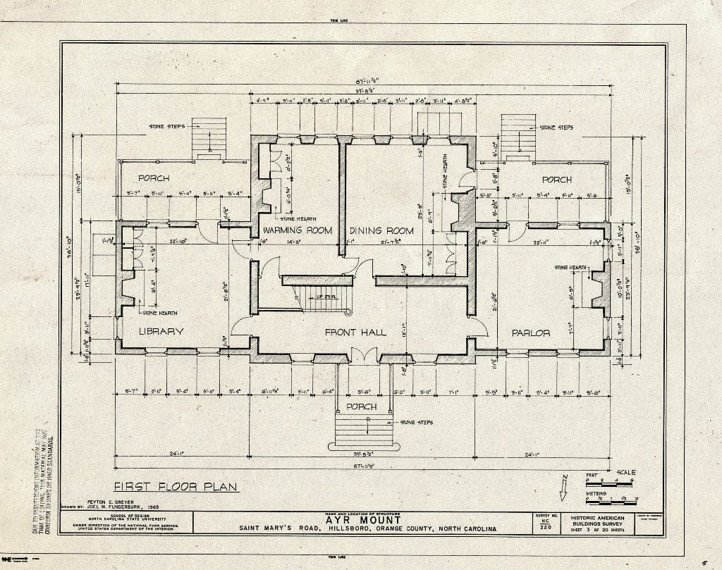 Blueprint HABS NC,68-HILBO,18- (Sheet 3 of 20) - Ayr Mount, Saint Mary's Road, Hillsborough, Orange County, NC