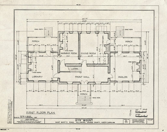 Blueprint HABS NC,68-HILBO,18- (Sheet 3 of 20) - Ayr Mount, Saint Mary's Road, Hillsborough, Orange County, NC