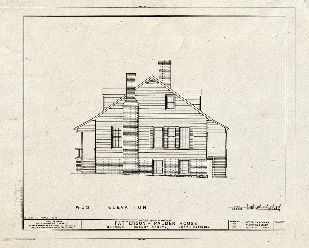 Blueprint HABS NC,68-HILBO,12- (Sheet 7 of 11) - Palmer House, 173 West Margaret Lane, Hillsborough, Orange County, NC