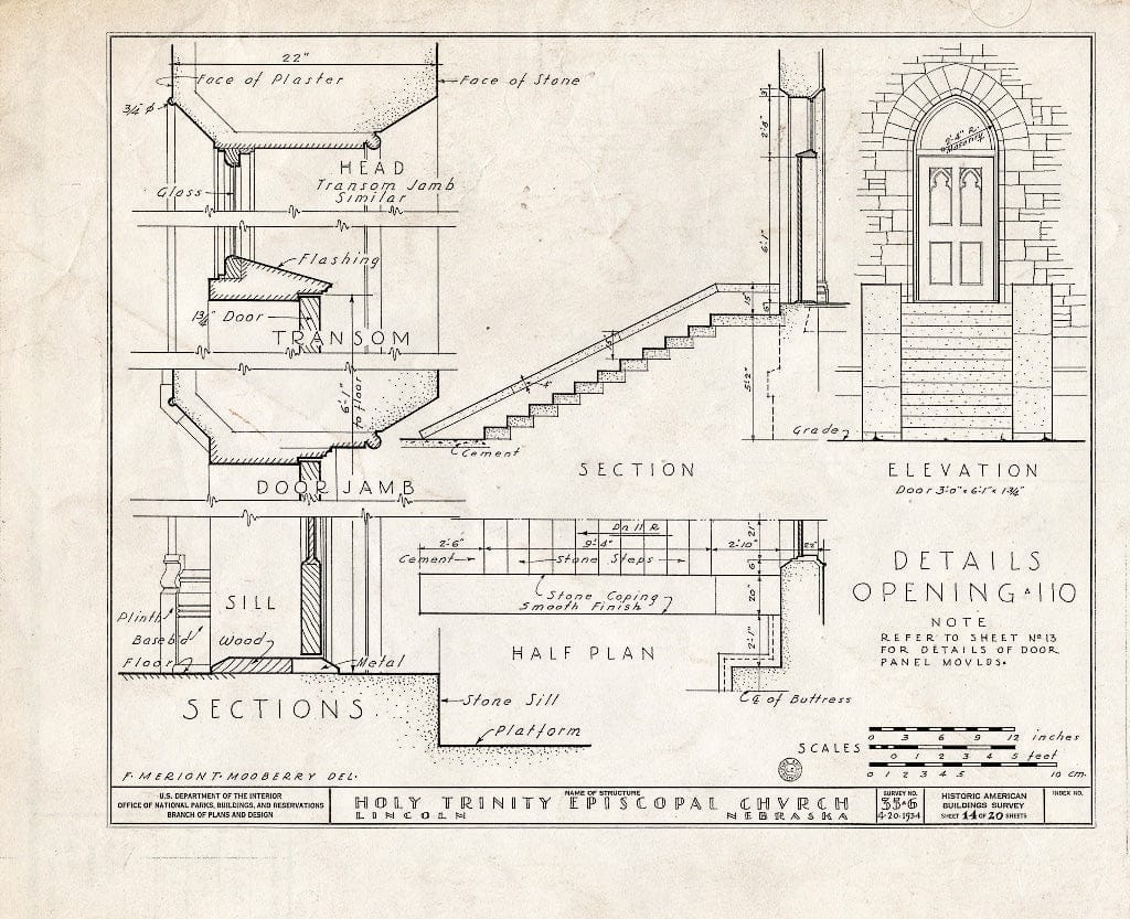 Blueprint HABS NEB,55-LINC,3- (Sheet 14 of 20) - Holy Trinity Episcopal Church, 1200 J Street, Lincoln, Lancaster County, NE