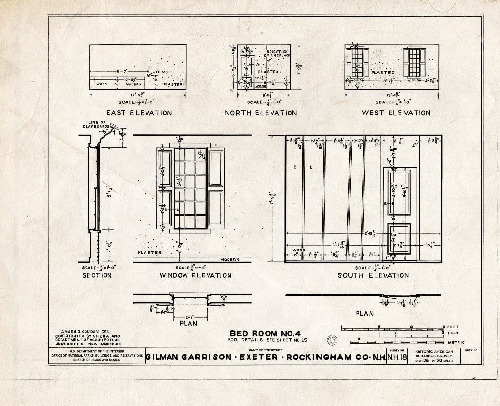 Blueprint HABS NH,8-EX,2- (Sheet 36 of 38) - Gilman Garrison, Water & Clifford Streets, Exeter, Rockingham County, NH