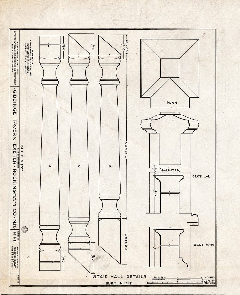 Blueprint HABS NH,8-EX,7- (Sheet 17 of 25) - Giddings Tavern, 37 Park & Summers Streets, Exeter, Rockingham County, NH