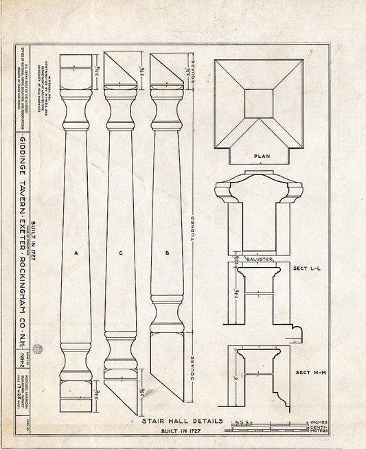 Blueprint HABS NH,8-EX,7- (Sheet 17 of 25) - Giddings Tavern, 37 Park & Summers Streets, Exeter, Rockingham County, NH