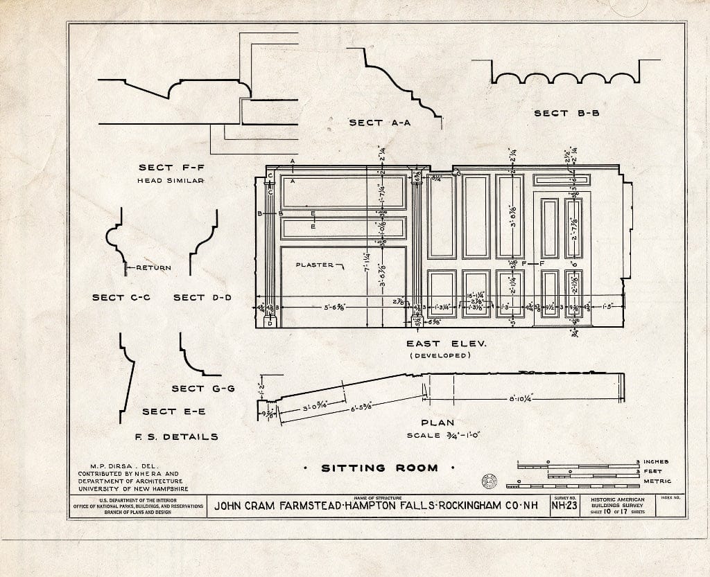 Blueprint HABS NH,8-HAMTOF,1- (Sheet 10 of 17) - John Cram Farmstead, Hampton Falls, Rockingham County, NH