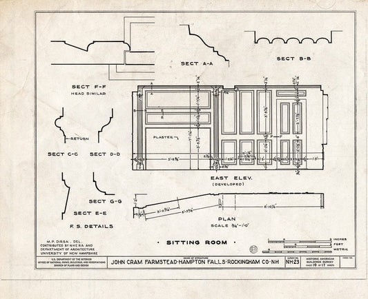Blueprint HABS NH,8-HAMTOF,1- (Sheet 10 of 17) - John Cram Farmstead, Hampton Falls, Rockingham County, NH