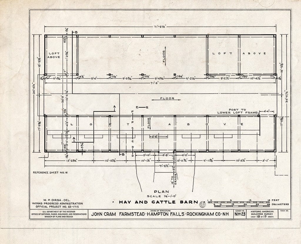 Blueprint HABS NH,8-HAMTOF,1- (Sheet 15 of 17) - John Cram Farmstead, Hampton Falls, Rockingham County, NH