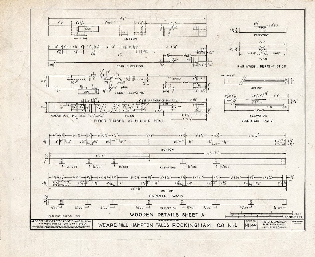 Blueprint HABS NH,8-HAMTOF,2- (Sheet 17 of 20) - Weare Saw & Grist Mill, Hampton Falls, Rockingham County, NH