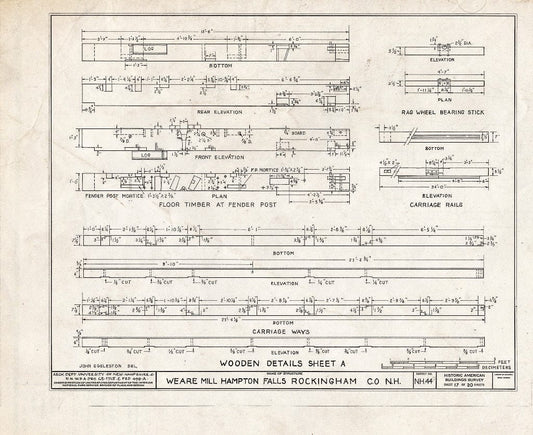 Blueprint HABS NH,8-HAMTOF,2- (Sheet 17 of 20) - Weare Saw & Grist Mill, Hampton Falls, Rockingham County, NH