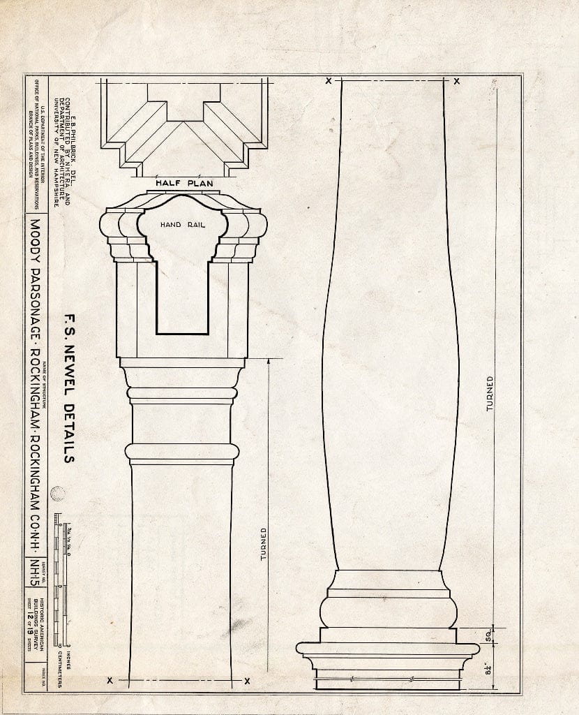 Blueprint HABS NH,8-Rock,1- (Sheet 12 of 19) - Moody Parsonage, Rockingham, Rockingham County, NH