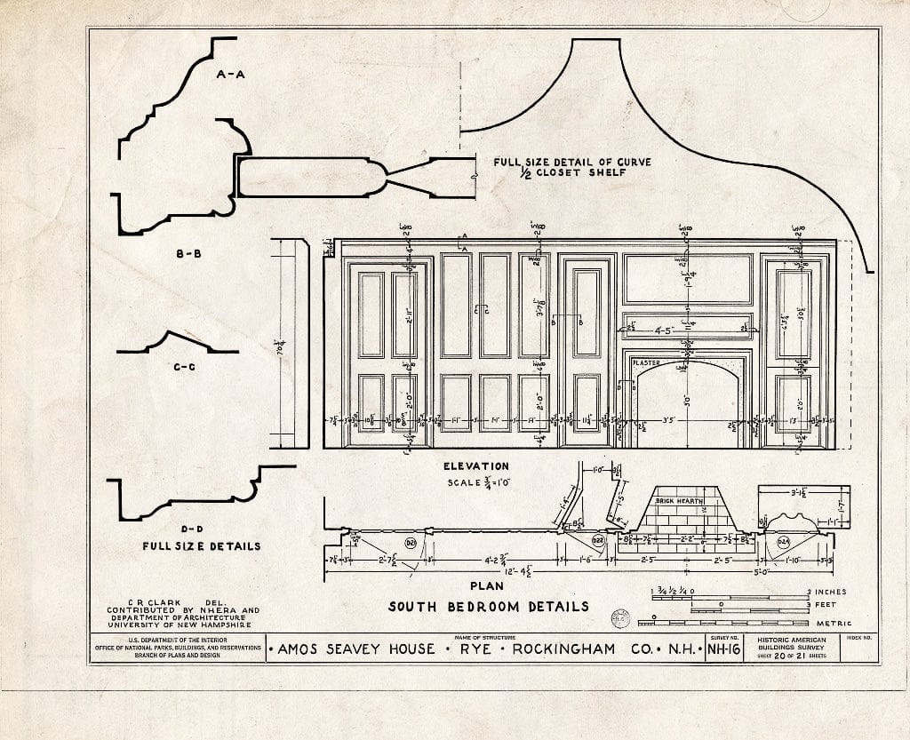 Blueprint HABS NH,8-RY,1- (Sheet 20 of 21) - Amos Seavey House, Beach Boulevard, Rye, Rockingham County, NH
