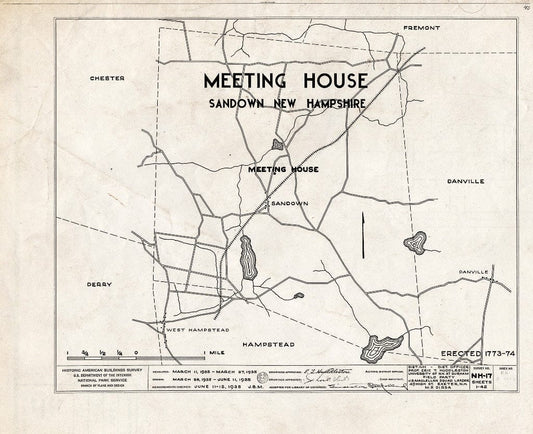 Blueprint HABS NH,8-Sand,1- (Sheet 0 of 42) - Meetinghouse, Phillips Road, Sandown, Rockingham County, NH