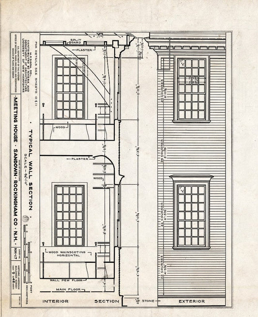 Blueprint HABS NH,8-Sand,1- (Sheet 9 of 42) - Meetinghouse, Phillips Road, Sandown, Rockingham County, NH