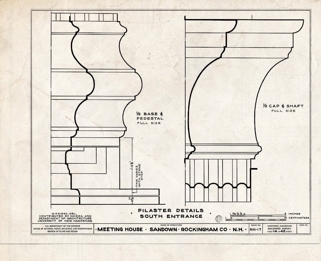 Blueprint HABS NH,8-Sand,1- (Sheet 14 of 42) - Meetinghouse, Phillips Road, Sandown, Rockingham County, NH