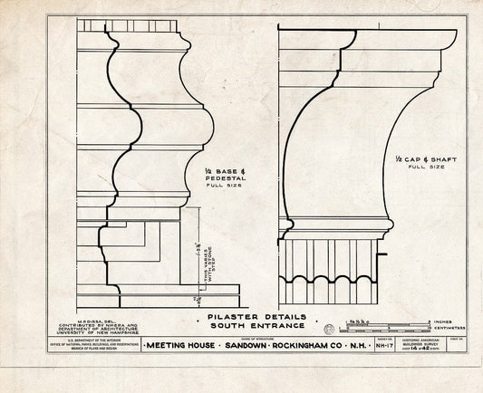 Blueprint HABS NH,8-Sand,1- (Sheet 14 of 42) - Meetinghouse, Phillips Road, Sandown, Rockingham County, NH