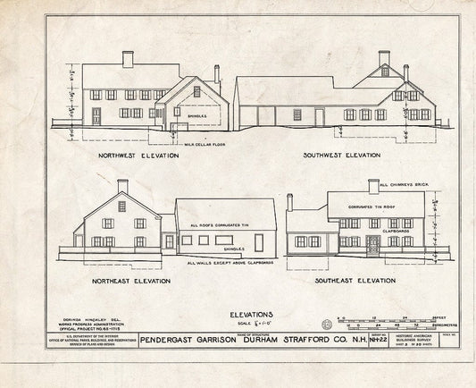 Blueprint HABS NH,9-DUR.V,1- (Sheet 3 of 20) - Pendergast Garrison, Packer's Falls, Durham, Strafford County, NH