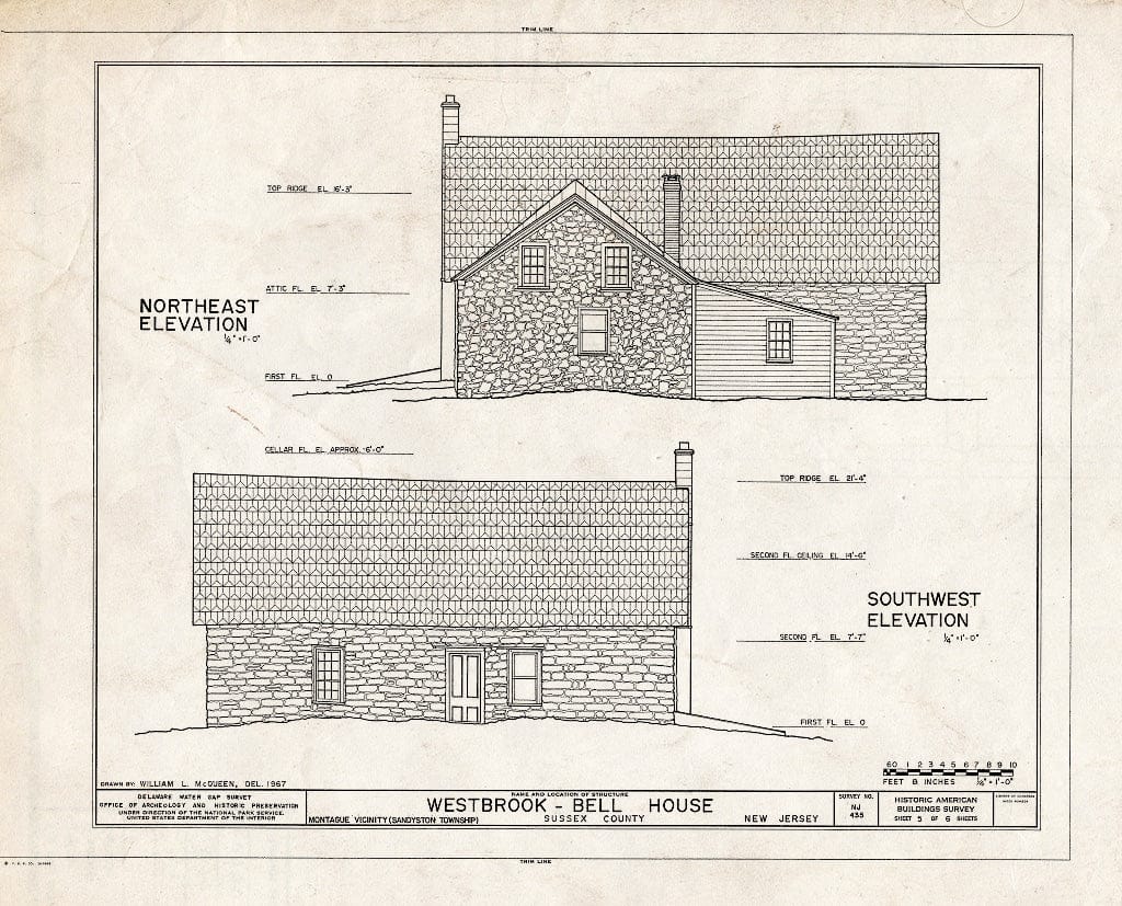 Blueprint HABS NJ,19-HOPAT.V,2- (Sheet 5 of 6) - Westbrook-Bell House, Old Mine Road, Sandyston Township, Hainesville, Sussex County, NJ