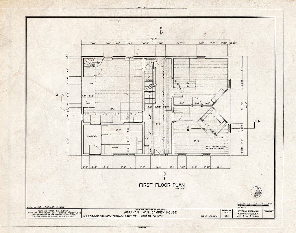 Blueprint HABS NJ,21-MILBRO.V,4- (Sheet 3 of 13) - Abraham Van Campen House, Old Mine Road, Millbrook, Warren County, NJ
