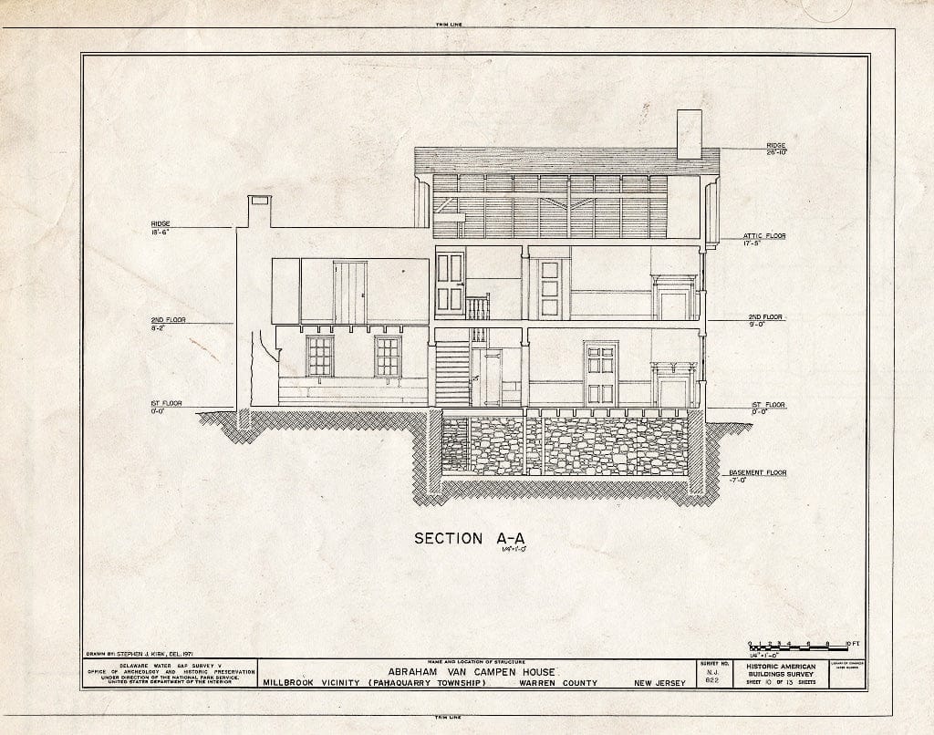 Blueprint HABS NJ,21-MILBRO.V,4- (Sheet 10 of 13) - Abraham Van Campen House, Old Mine Road, Millbrook, Warren County, NJ