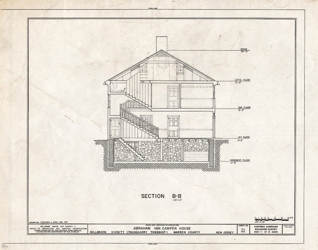 Blueprint HABS NJ,21-MILBRO.V,4- (Sheet 11 of 13) - Abraham Van Campen House, Old Mine Road, Millbrook, Warren County, NJ