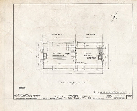 Blueprint HABS NJ,1-POREP,1- (Sheet 4 of 12) - Adrial Clark House, Church Lane & Main Streets, Port Republic, Atlantic County, NJ
