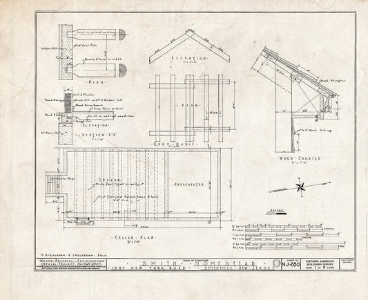 Blueprint HABS NJ,1-Smith,1- (Sheet 1 of 8) - Smith Homestead, 1597 New York & Moss Hill Roads, Smithville, Atlantic County, NJ