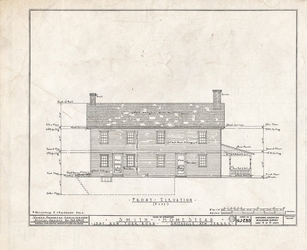 Blueprint HABS NJ,1-Smith,1- (Sheet 4 of 8) - Smith Homestead, 1597 New York & Moss Hill Roads, Smithville, Atlantic County, NJ