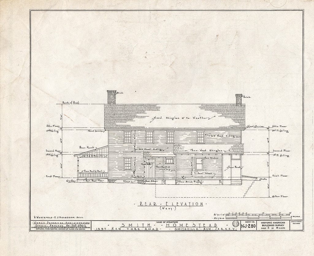 Blueprint HABS NJ,1-Smith,1- (Sheet 5 of 8) - Smith Homestead, 1597 New York & Moss Hill Roads, Smithville, Atlantic County, NJ