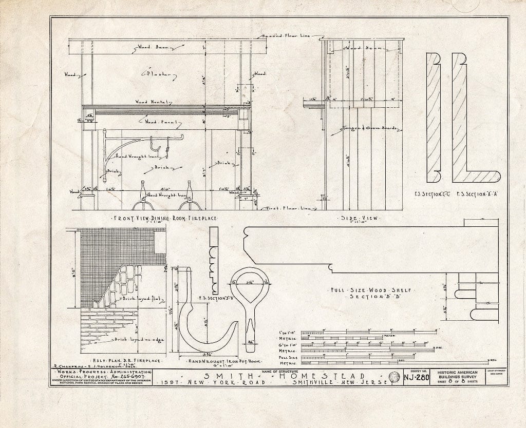 Blueprint HABS NJ,1-Smith,1- (Sheet 8 of 8) - Smith Homestead, 1597 New York & Moss Hill Roads, Smithville, Atlantic County, NJ