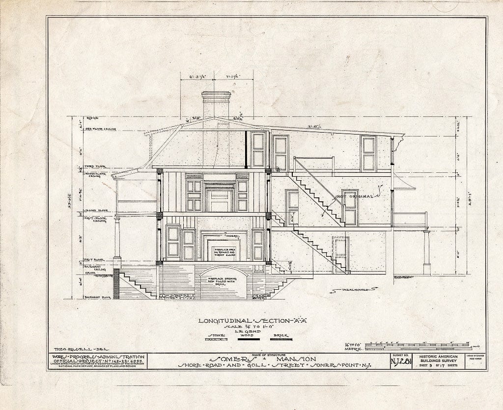 Blueprint HABS NJ,1-SOMPO,1- (Sheet 9 of 17) - Somers Mansion, Shore Road & Goll Street, Somers Point, Atlantic County, NJ