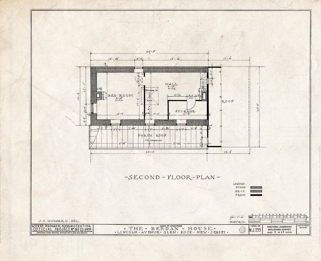 Blueprint HABS NJ,2-Glen,1- (Sheet 3 of 11) - Berdan House, Lincoln Avenue, Glen Rock, Bergen County, NJ