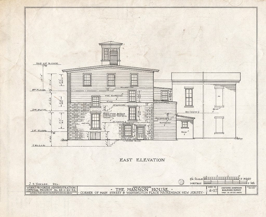 Blueprint HABS NJ,2-HACK,4- (Sheet 10 of 20) - Washington Mansion House Tavern, Main Street & Washington Place, Hackensack, Bergen County, NJ