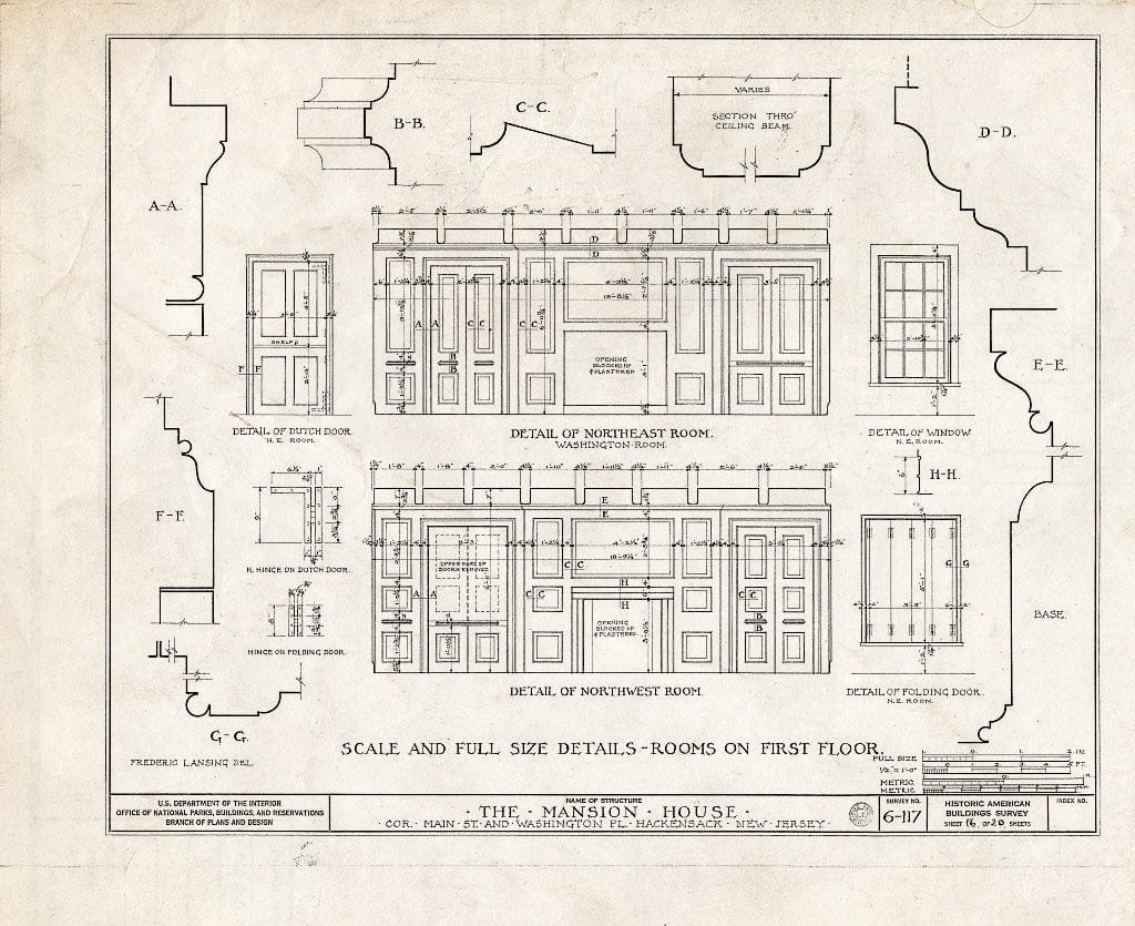 Blueprint HABS NJ,2-HACK,4- (Sheet 16 of 20) - Washington Mansion House Tavern, Main Street & Washington Place, Hackensack, Bergen County, NJ
