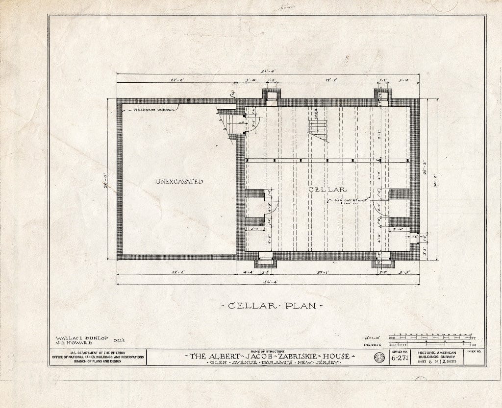 Blueprint HABS NJ,2-para,4- (Sheet 6 of 12) - Albert J. Zabriskie House, Glen Avenue, Paramus, Bergen County, NJ