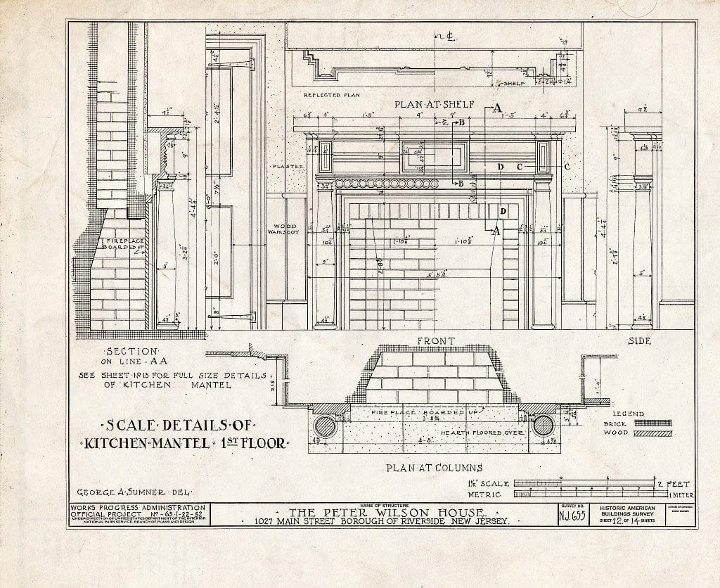 Blueprint HABS NJ,2-RIVED,2- (Sheet 12 of 14) - Peter Wilson House, 1027 Main Street, River Edge, Bergen County, NJ