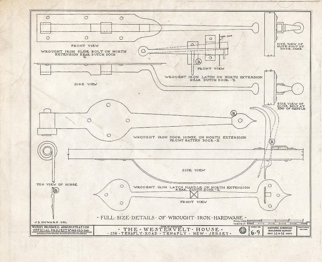 Blueprint HABS NJ,2-TENF,1- (Sheet 14 of 14) - Westervelt House, 256 Tenafly Road, Tenafly, Bergen County, NJ