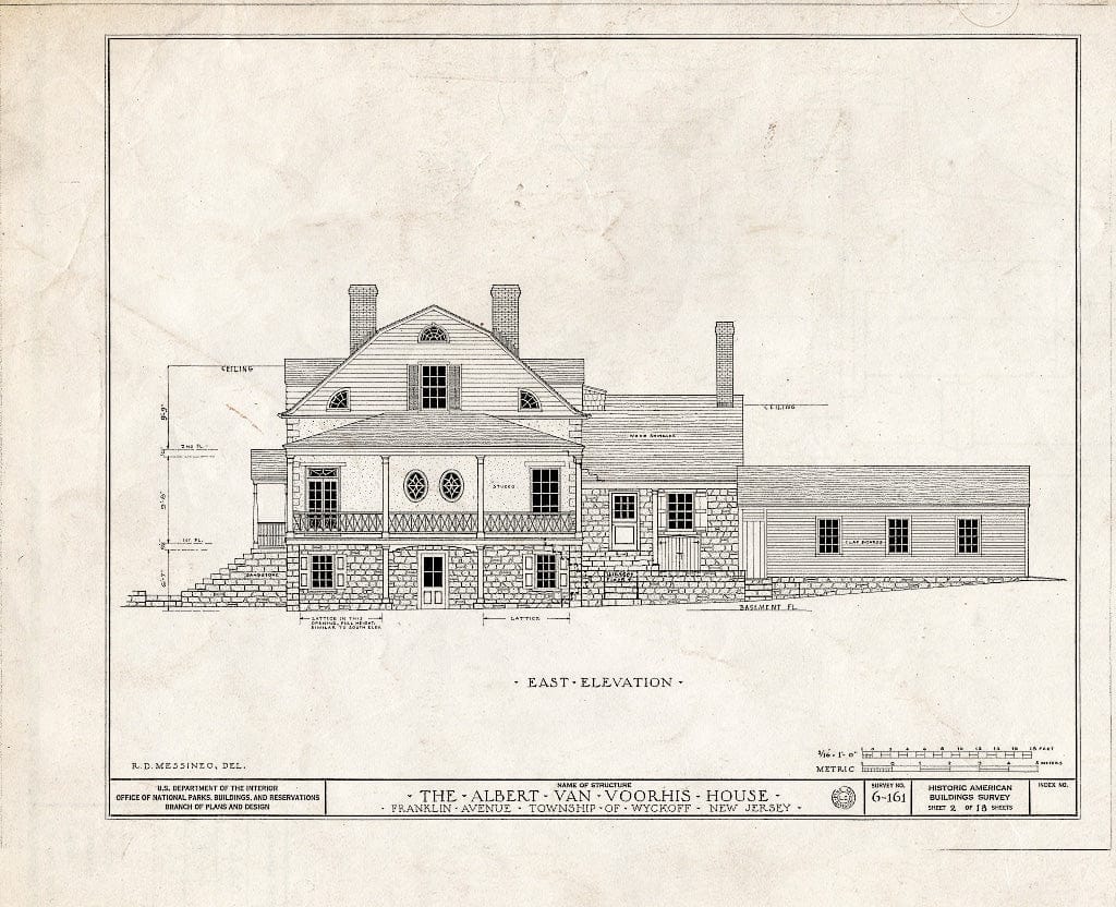 Blueprint HABS NJ,2-WYCK,1- (Sheet 2 of 18) - Albert Van Voorhis House, Maple & Franklin Avenues, Wyckoff, Bergen County, NJ