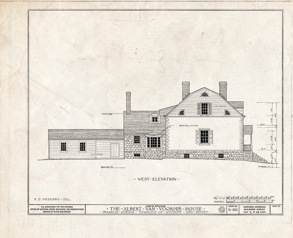 Blueprint HABS NJ,2-WYCK,1- (Sheet 3 of 18) - Albert Van Voorhis House, Maple & Franklin Avenues, Wyckoff, Bergen County, NJ