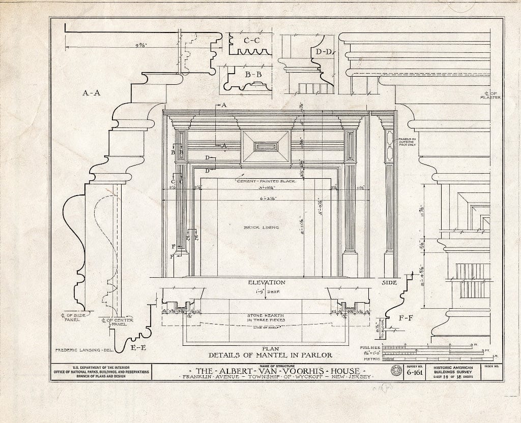 Blueprint HABS NJ,2-WYCK,1- (Sheet 14 of 18) - Albert Van Voorhis House, Maple & Franklin Avenues, Wyckoff, Bergen County, NJ