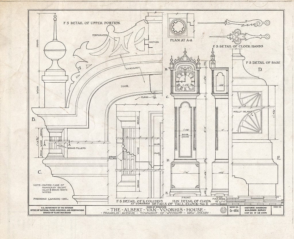 Blueprint HABS NJ,2-WYCK,1- (Sheet 15 of 18) - Albert Van Voorhis House, Maple & Franklin Avenues, Wyckoff, Bergen County, NJ