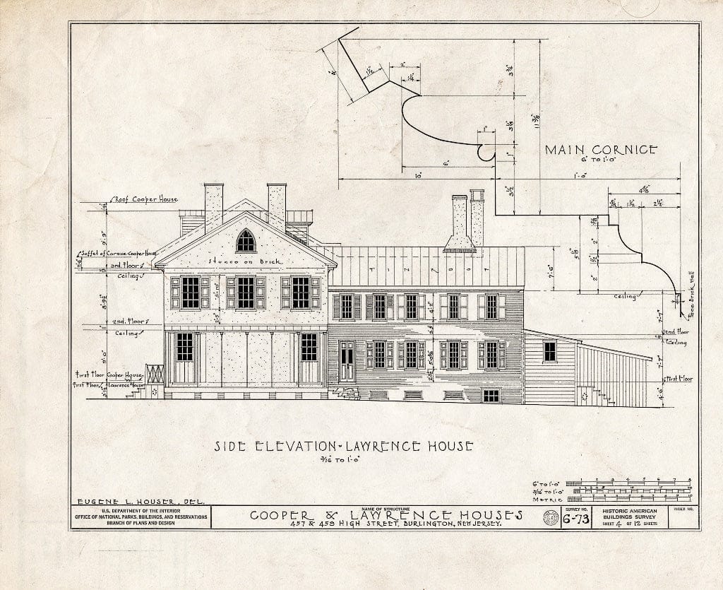 Blueprint HABS NJ,3-BURL,6- (Sheet 4 of 12) - Cooper-Lawrence House, 457-459 High Street, Burlington, Burlington County, NJ