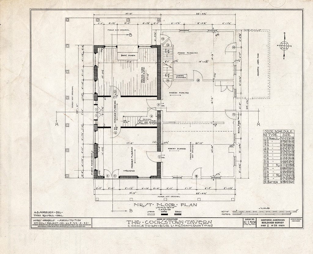 Blueprint HABS NJ,3-Cook,1- (Sheet 2 of 28) - Cookstown Tavern, Main Street & Bunting Bridge Road, Cookstown, Burlington County, NJ