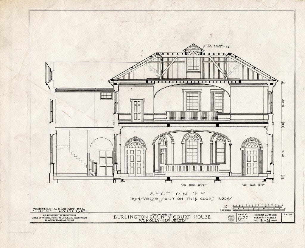 Blueprint HABS NJ,3-MOUHO,1- (Sheet 16 of 28) - Burlington County Courthouse, High Street, Mount Holly, Burlington County, NJ