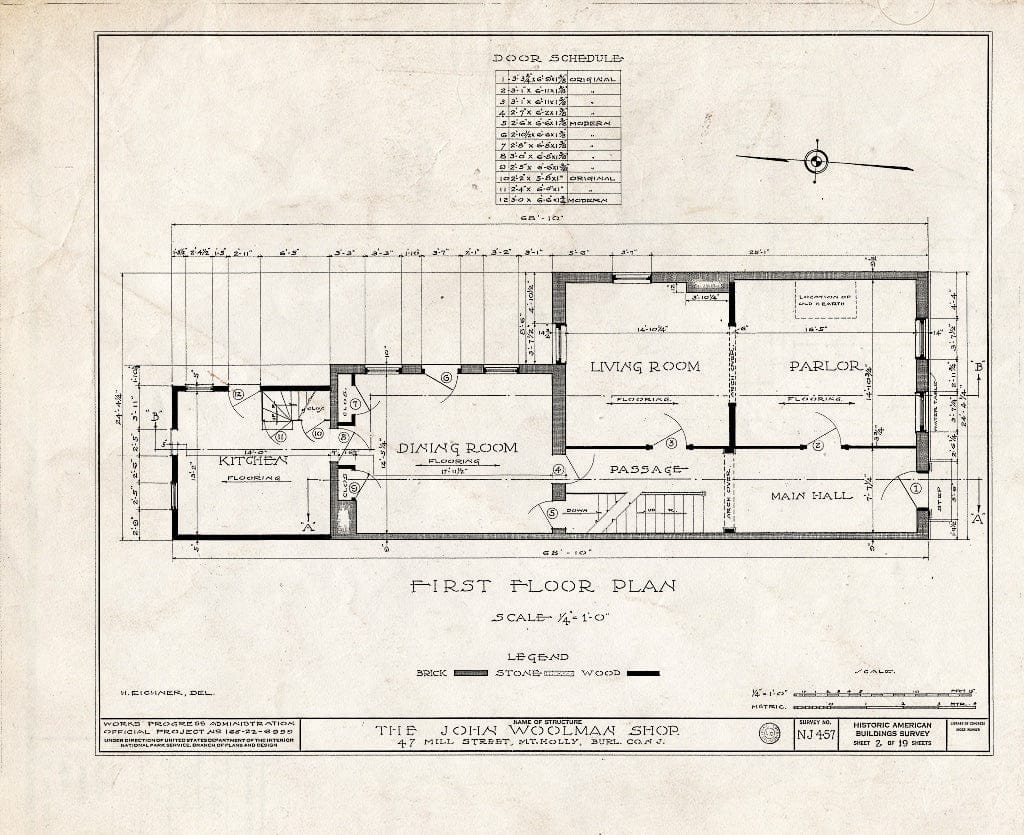 Blueprint HABS NJ,3-MOUHO,13- (Sheet 2 of 19) - John Woolman Shop, 47 Mill Street, Mount Holly, Burlington County, NJ