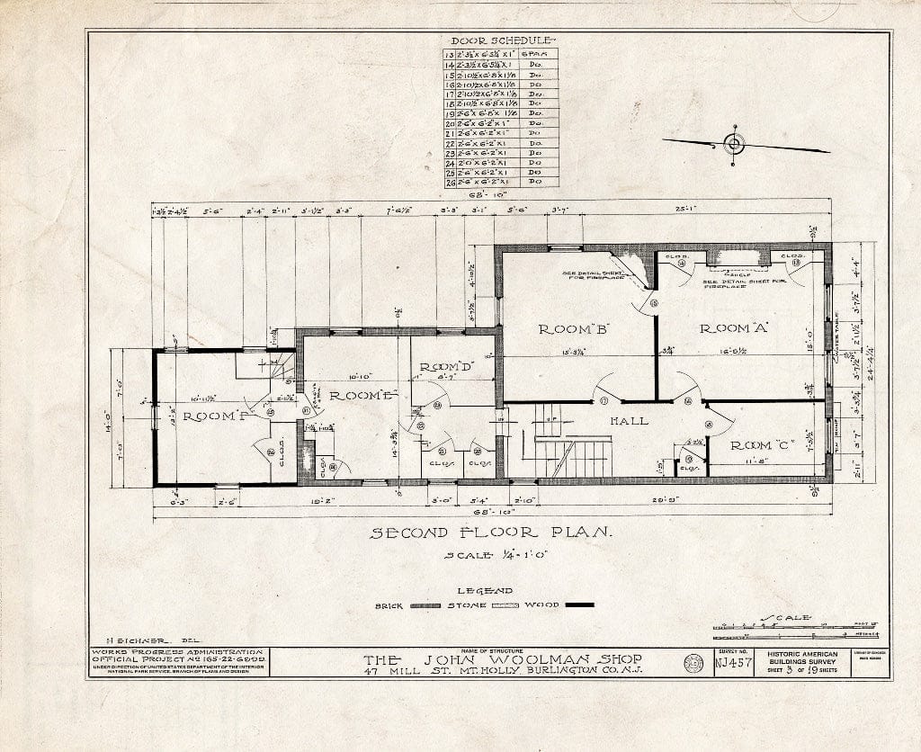 Blueprint HABS NJ,3-MOUHO,13- (Sheet 3 of 19) - John Woolman Shop, 47 Mill Street, Mount Holly, Burlington County, NJ