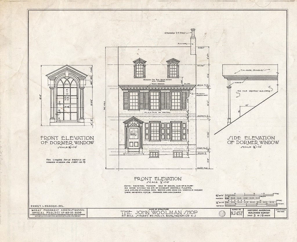 Blueprint HABS NJ,3-MOUHO,13- (Sheet 5 of 19) - John Woolman Shop, 47 Mill Street, Mount Holly, Burlington County, NJ