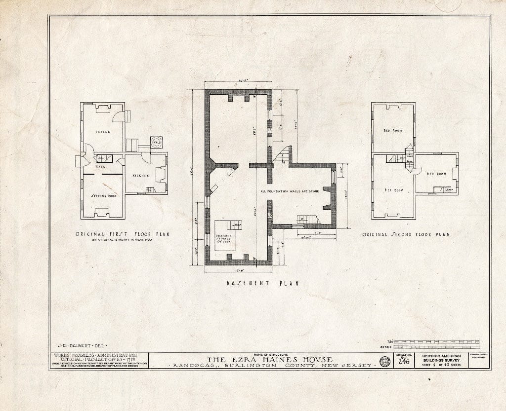Blueprint HABS NJ,3-RANC,2- (Sheet 1 of 10) - Ezre Haines House, Main Street, Rancocas, Burlington County, NJ