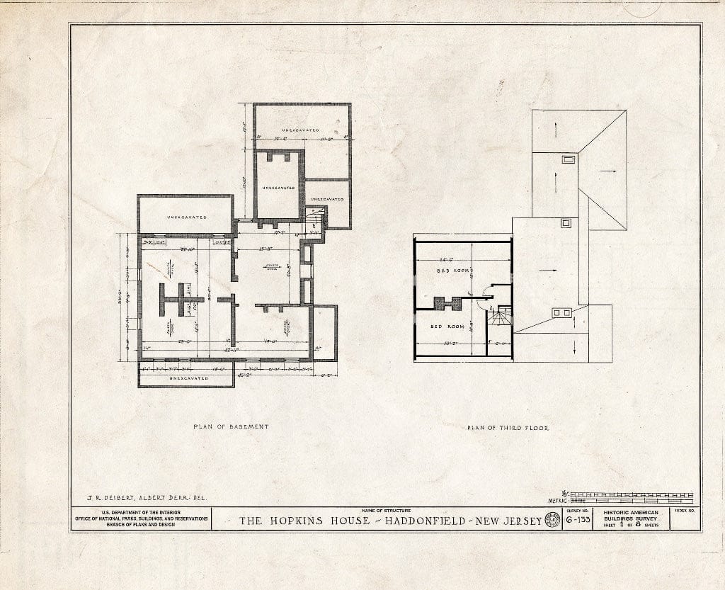 Blueprint HABS NJ,4-HADFI,5- (Sheet 1 of 8) - Hopkins House, Birdwood-Hopkins Road, Haddonfield, Camden County, NJ